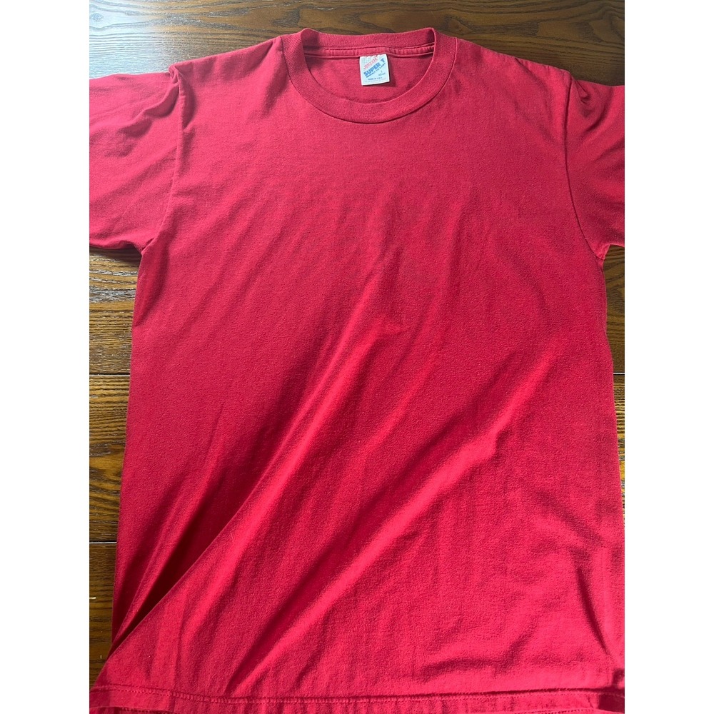Vintage Jerzees Super T Blank Red T Shirt Men's L 90s Made In USA